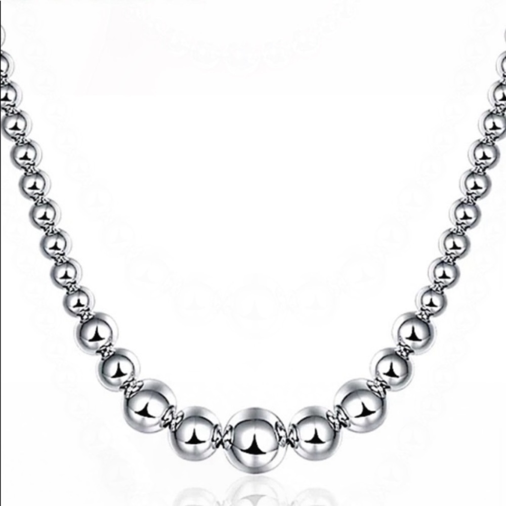 STERLING SILVER BEADED BALL MATCHING NECKLACE BRACELET SET - Picture 12 of 12